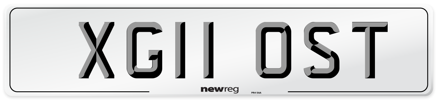 XG11 OST Number Plate from New Reg